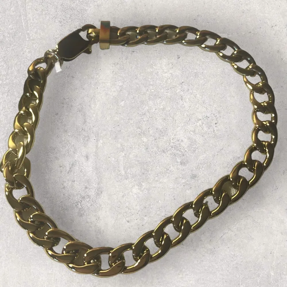 Esquire Men's Cuban Link Gold Plated Stainless Steel Bracelet